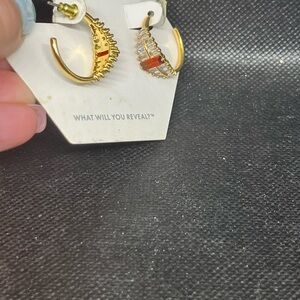 Chic Gold and Red Accent Earrings